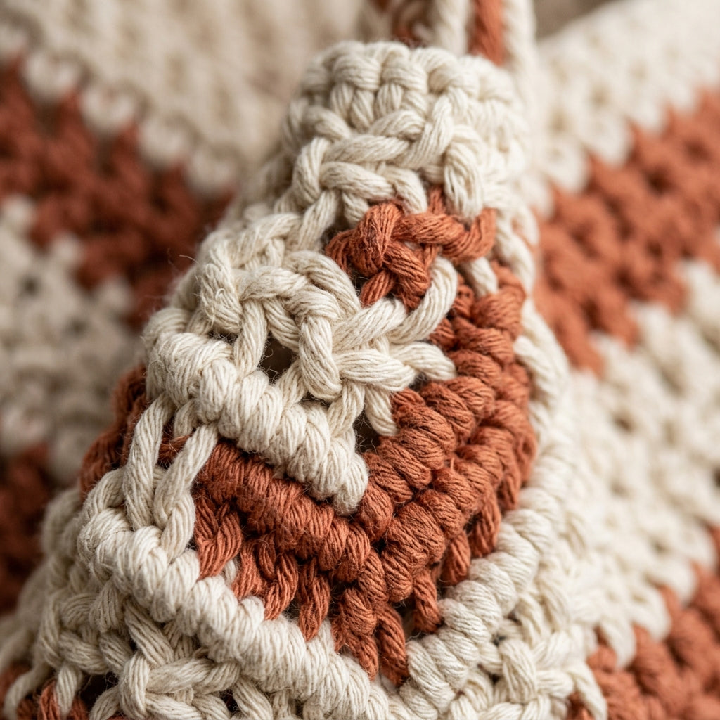 The Luna Macramé Tote – Cream & Terracotta