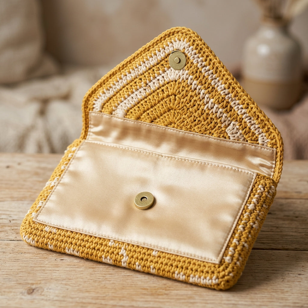 The Riviera Envelope Clutch – Mustard & Cream