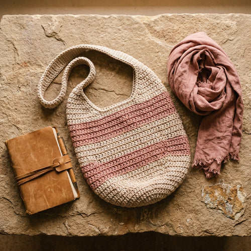 The Sienna Slouchy Shoulder Bag – Oat Beige & Dusty Rose