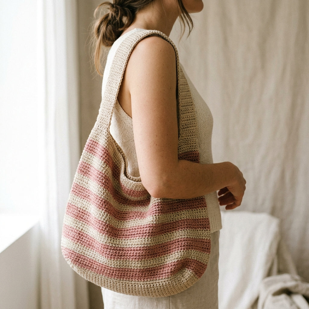 The Sienna Slouchy Shoulder Bag – Oat Beige & Dusty Rose